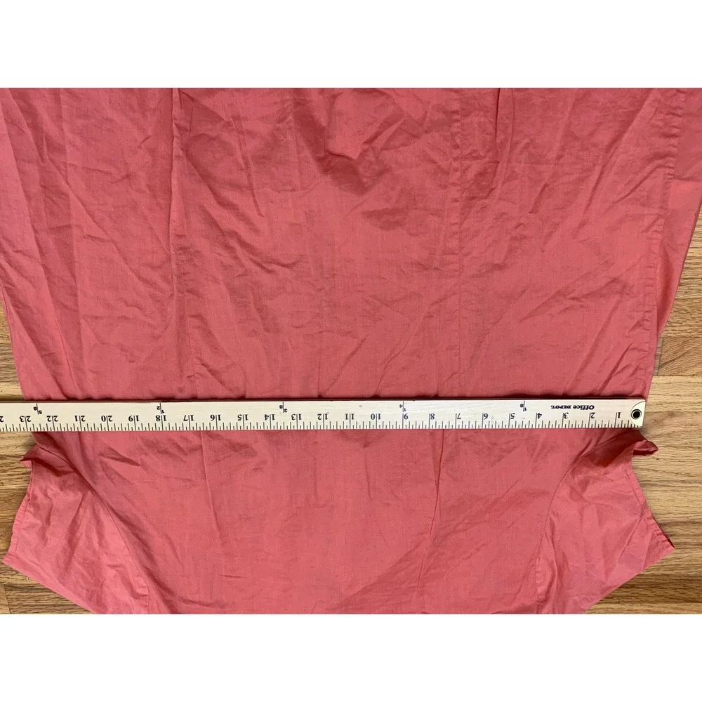 Talbots Woman Coral Pink 100% Cotton Short Sleeve Button Down Shirt 18W